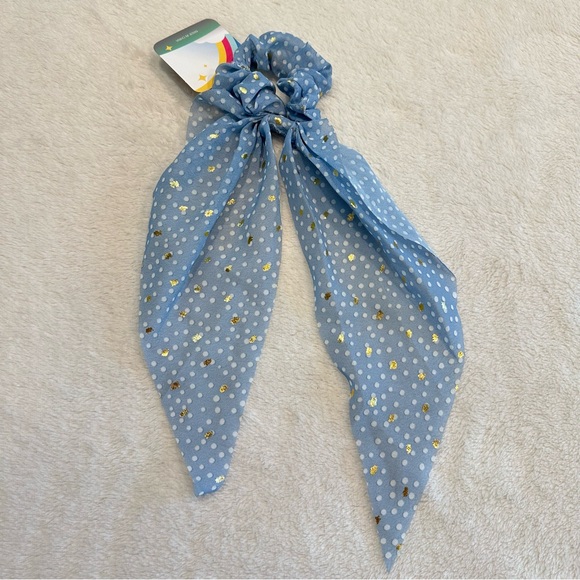 NWT Marta Scrunchie Bow Blue Sparkle Hair Tie - Picture 8 of 8